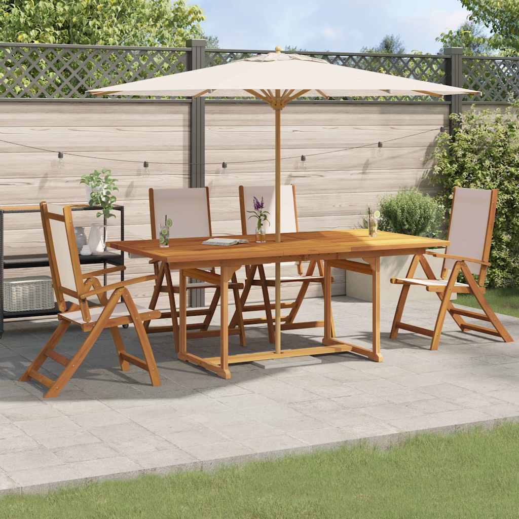 Set Pranzo da Giardino 5pz Legno Massello di Acacia e Textilene