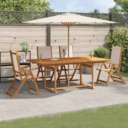 Set Pranzo da Giardino 5pz Legno Massello di Acacia e Textilene