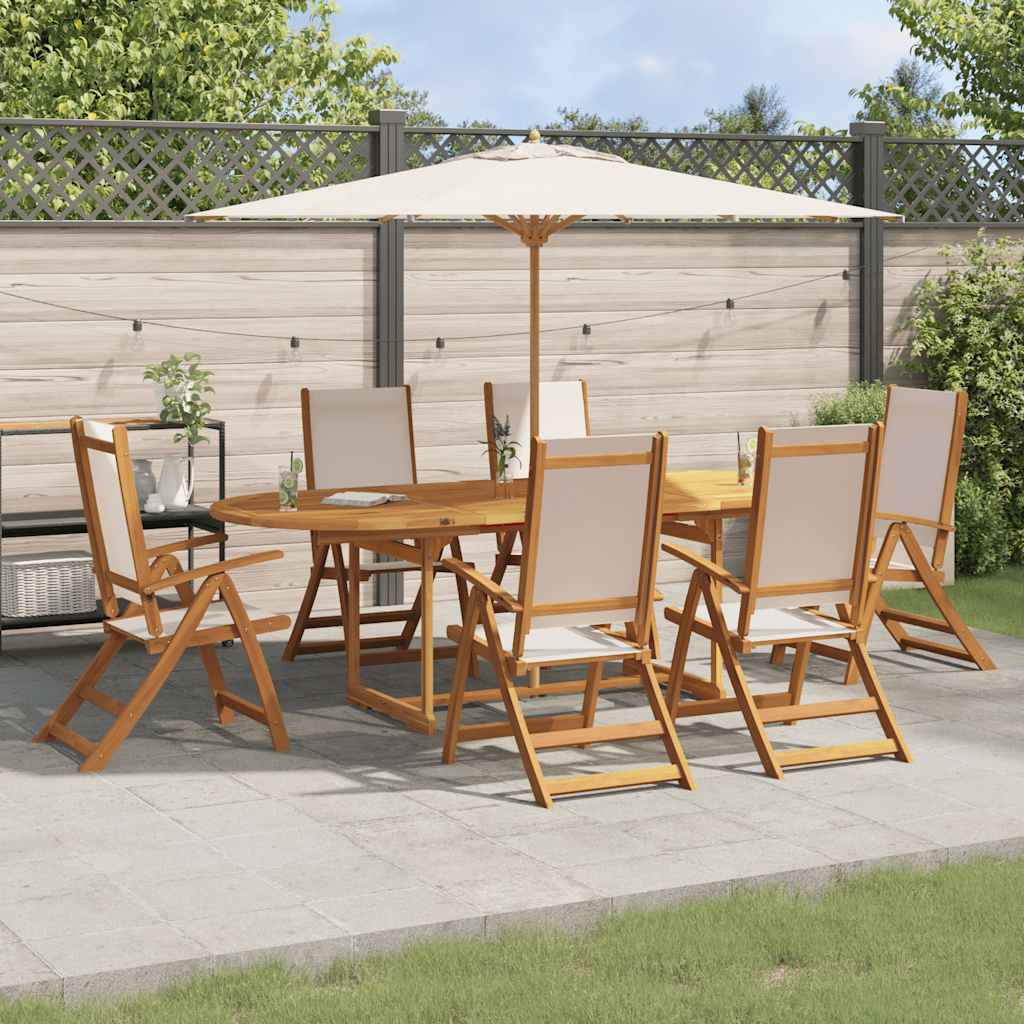 Set Pranzo da Giardino 7pz Legno Massello di Acacia e Textilene