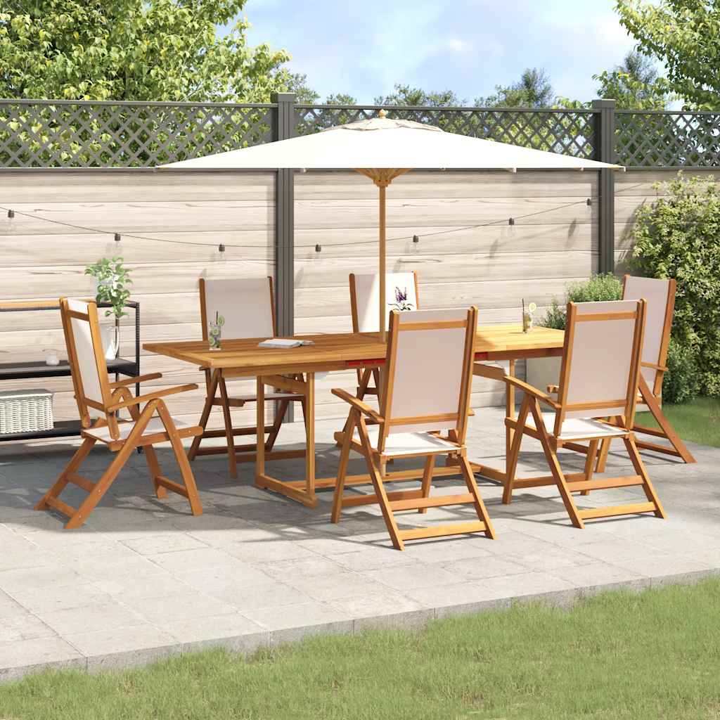 Set Pranzo da Giardino 7pz Legno Massello di Acacia e Textilene