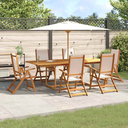 Set Pranzo da Giardino 7pz Legno Massello di Acacia e Textilene