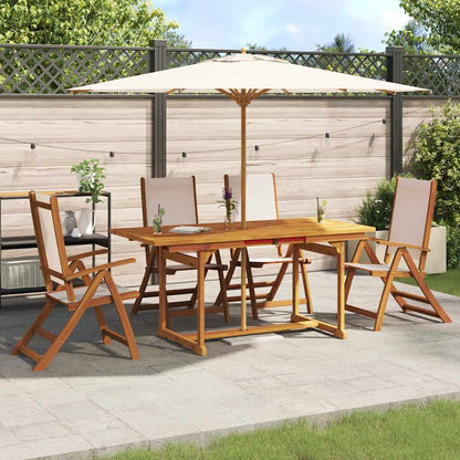 Set Pranzo da Giardino 5pz Legno Massello di Acacia e Textilene