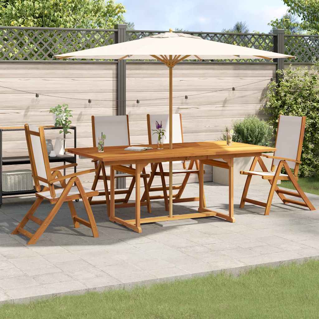 Set Pranzo da Giardino 5pz Legno Massello di Acacia e Textilene