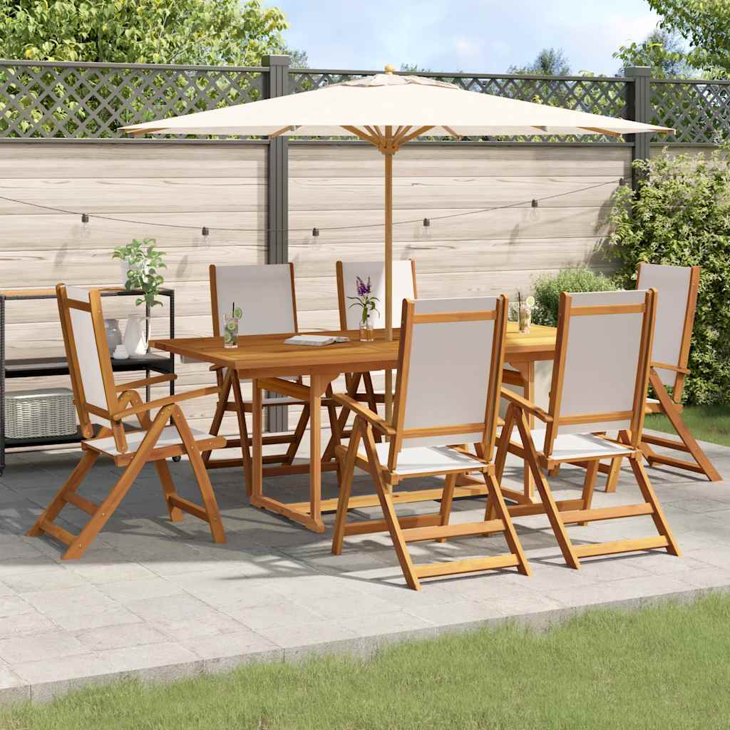 Set Pranzo da Giardino 7pz Legno Massello di Acacia e Textilene