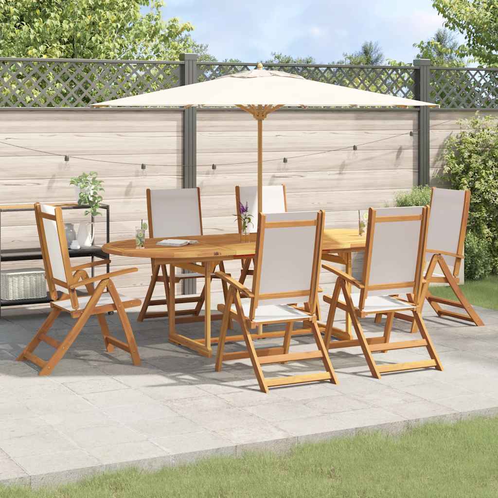 Set Pranzo da Giardino 7pz Legno Massello di Acacia e Textilene