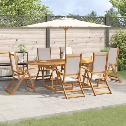 Set Pranzo da Giardino 7pz Legno Massello di Acacia e Textilene
