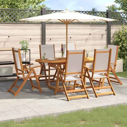 Set Pranzo da Giardino 7pz Legno Massello di Acacia e Textilene