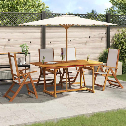 Set Pranzo da Giardino 5pz Legno Massello di Acacia e Textilene
