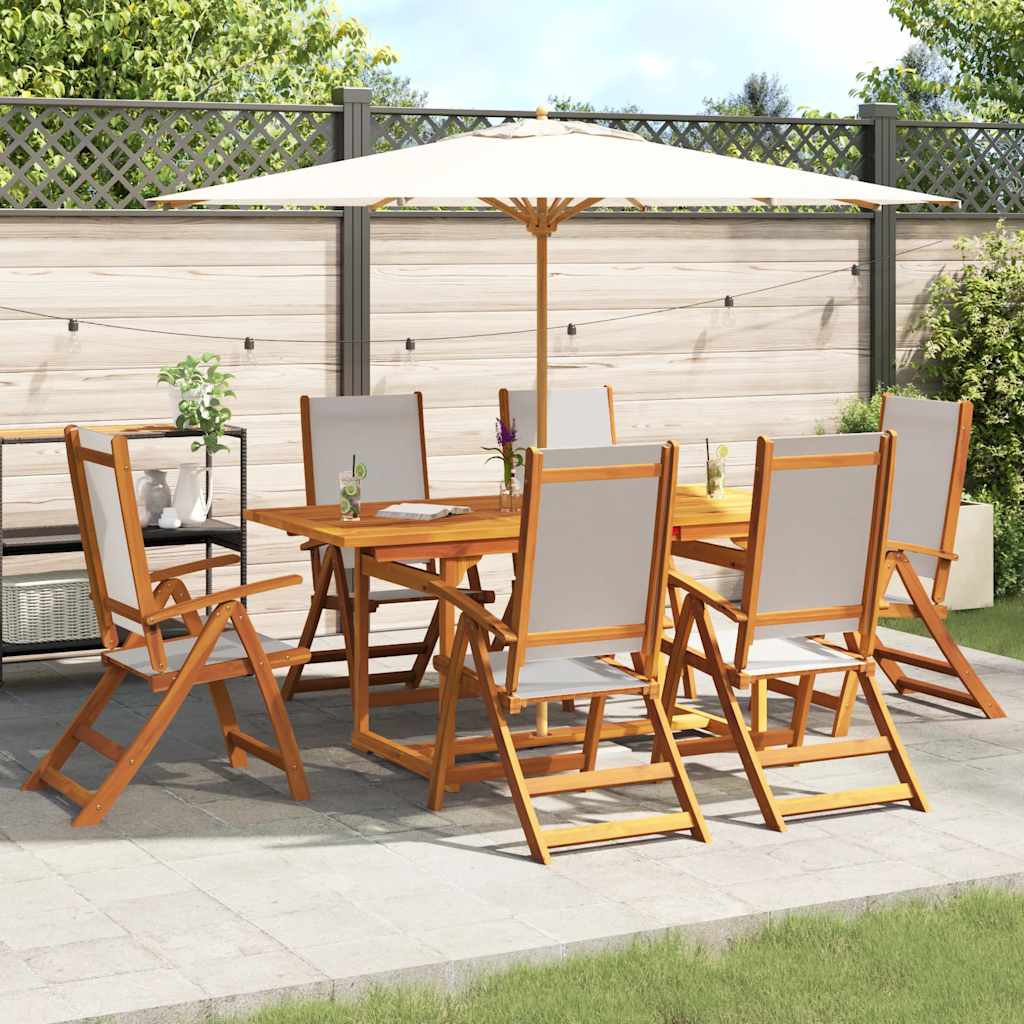 Set Pranzo da Giardino 7pz Legno Massello di Acacia e Textilene