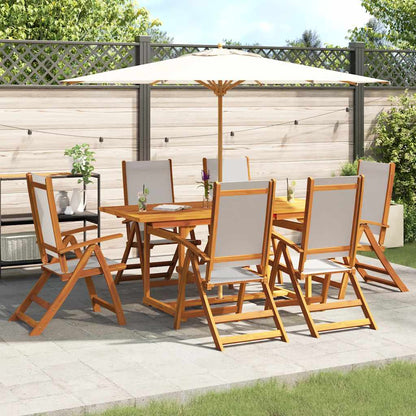Set Pranzo da Giardino 7pz Legno Massello di Acacia e Textilene