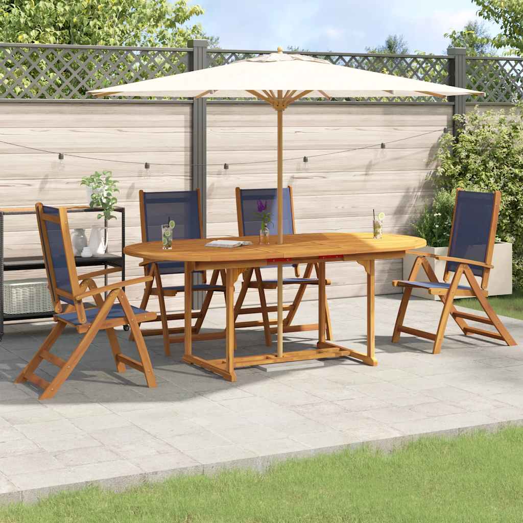 Set Pranzo da Giardino 5pz Legno Massello di Acacia e Textilene