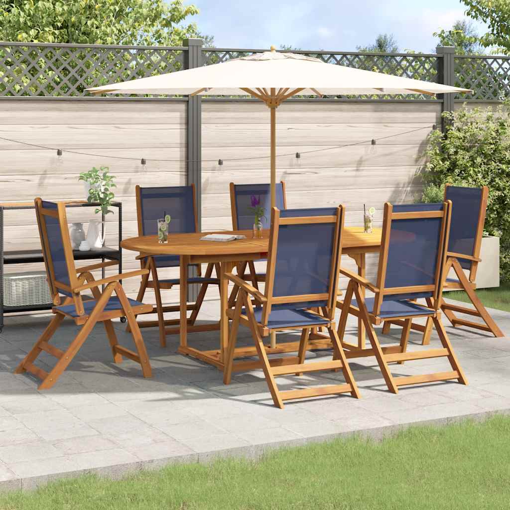 Set Pranzo da Giardino 7pz Legno Massello di Acacia e Textilene