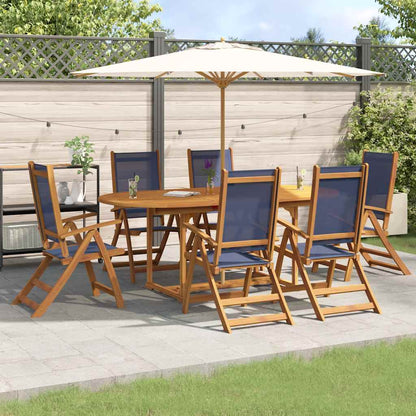 Set Pranzo da Giardino 7pz Legno Massello di Acacia e Textilene