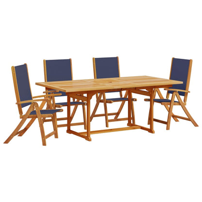 Set Pranzo da Giardino 5pz Legno Massello di Acacia e Textilene