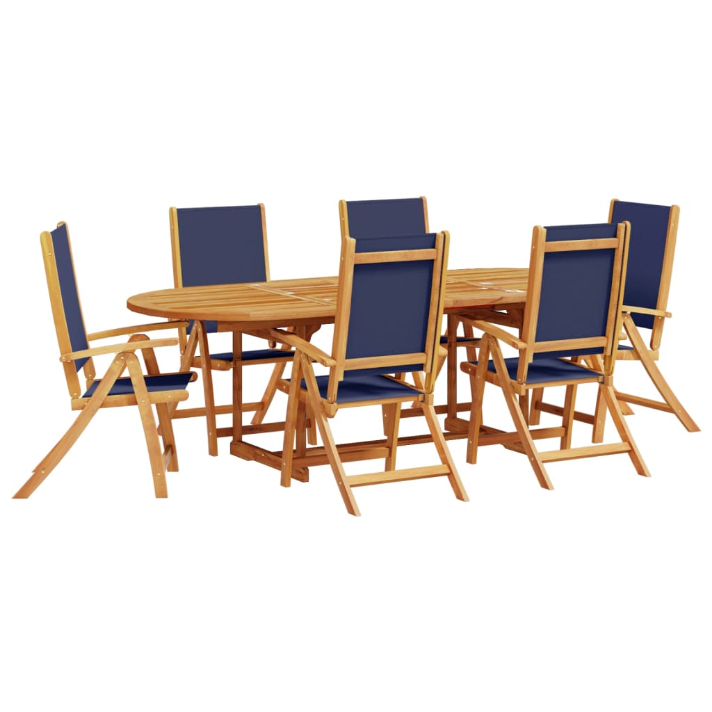 Set Pranzo da Giardino 7pz Legno Massello di Acacia e Textilene