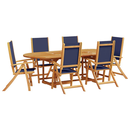 Set Pranzo da Giardino 7pz Legno Massello di Acacia e Textilene