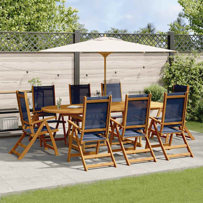 Set Pranzo da Giardino 9pz Legno Massello di Acacia e Textilene