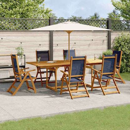 Set Pranzo da Giardino 7pz Legno Massello di Acacia e Textilene