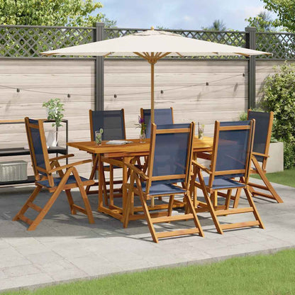 Set Pranzo da Giardino 7pz Legno Massello di Acacia e Textilene