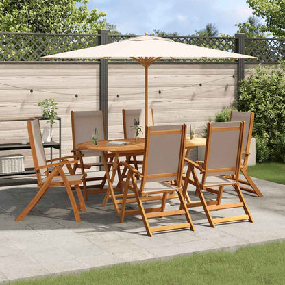 Set Pranzo da Giardino 7pz Legno Massello di Acacia e Textilene