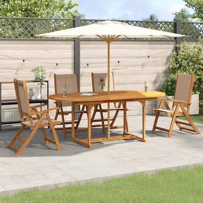 Set Pranzo da Giardino 5pz Legno Massello di Acacia e Textilene
