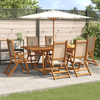 Set Pranzo da Giardino 7pz Legno Massello di Acacia e Textilene