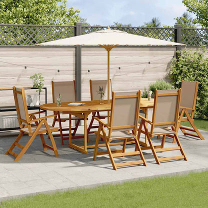 Set Pranzo da Giardino 7pz Legno Massello di Acacia e Textilene