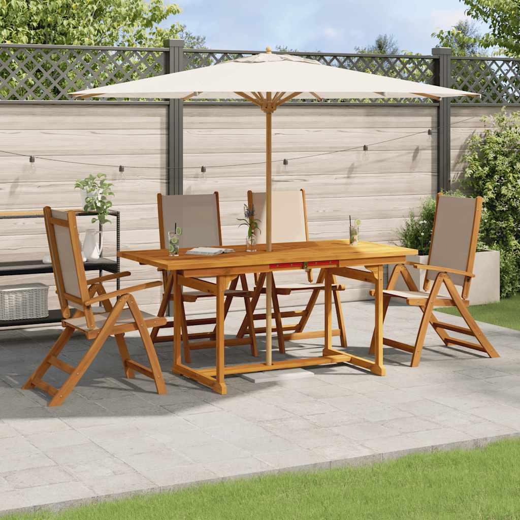 Set Pranzo da Giardino 5pz Legno Massello di Acacia e Textilene