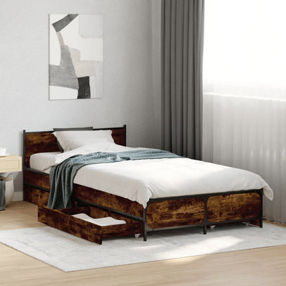 Giroletto con Cassetti Rovere Fumo 90x190 cm Legno Multistrato