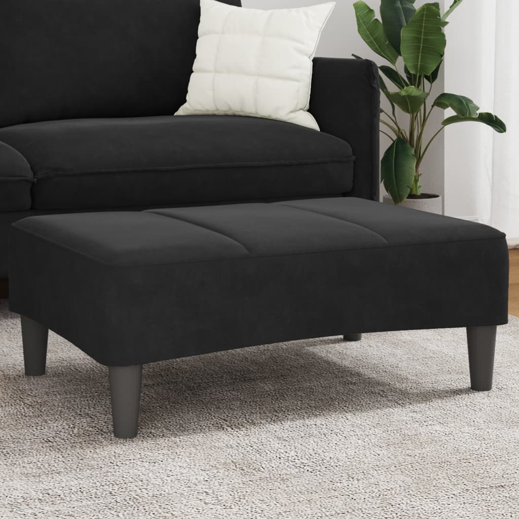 Poggiapiedi Nero 77x55x31 cm in Velluto
