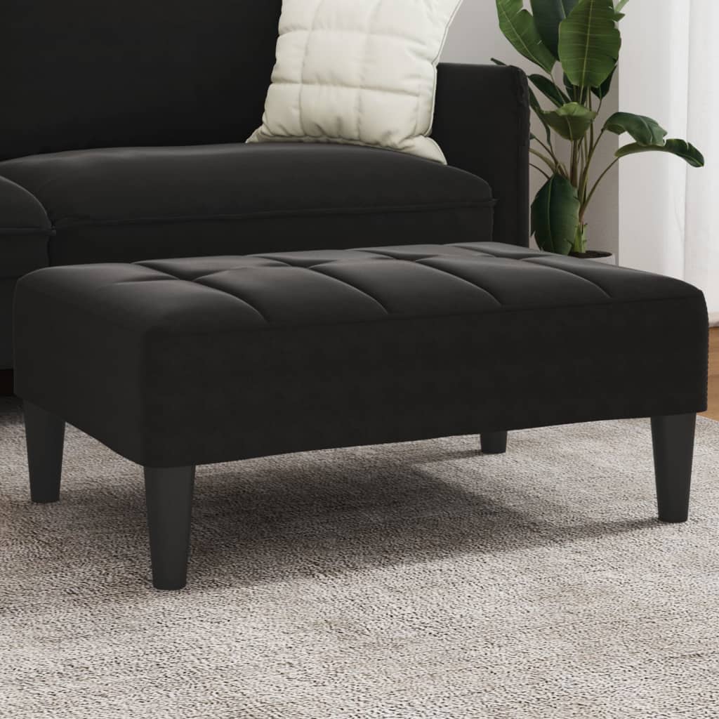 Poggiapiedi Nero 77x55x31 cm in Velluto