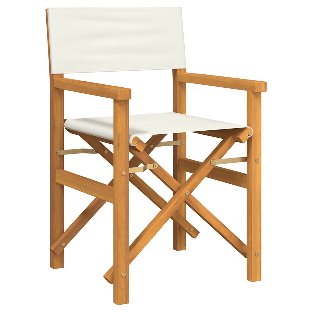 Sedia da Regista Pieghevole Crema in Legno Massello di Teak