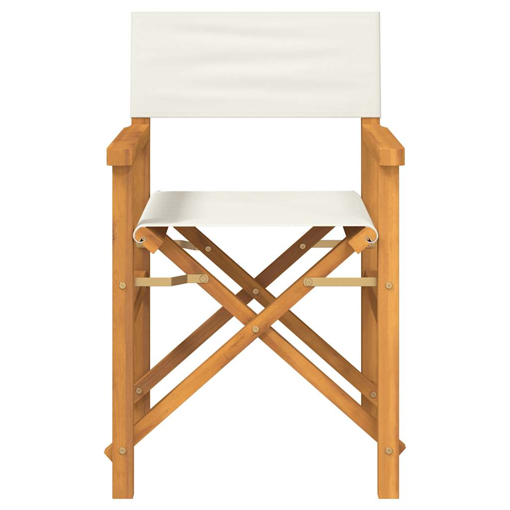 Sedia da Regista Pieghevole Crema in Legno Massello di Teak