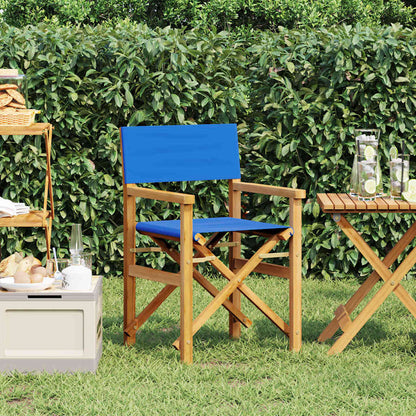 Sedia da Regista Pieghevole Blu in Legno Massello di Teak