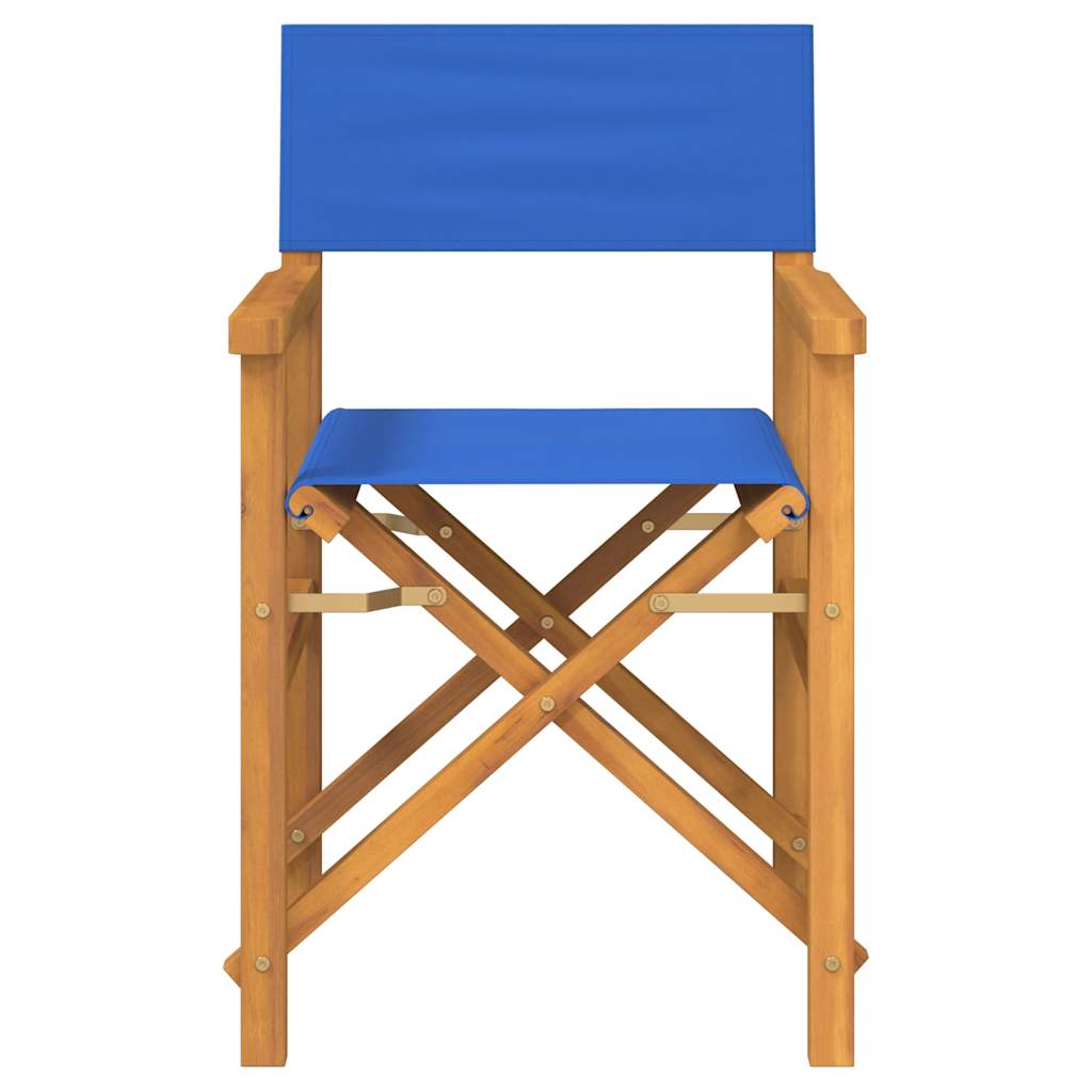 Sedie da Regista Pieghevoli 2 pz Blu in Legno Massello di Teak
