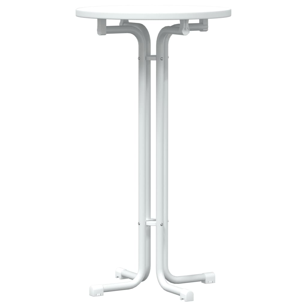 Tavolo da Bar Bianco Ã˜60x110 cm Legno Multistrato e Acciaio