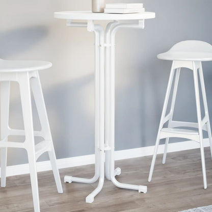 Tavolo da Bar Bianco Ã˜60x110 cm Legno Multistrato e Acciaio
