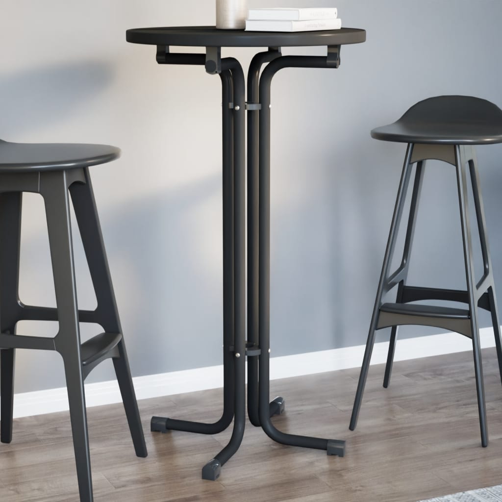 Tavolo da Bar Nero Ã˜60x110 cm Legno Multistrato e Acciaio