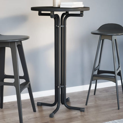 Tavolo da Bar Nero Ã˜60x110 cm Legno Multistrato e Acciaio