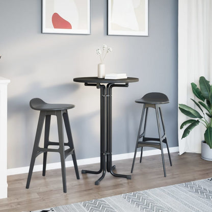 Tavolo da Bar Nero Ã˜70x110 cm Legno Multistrato e Acciaio