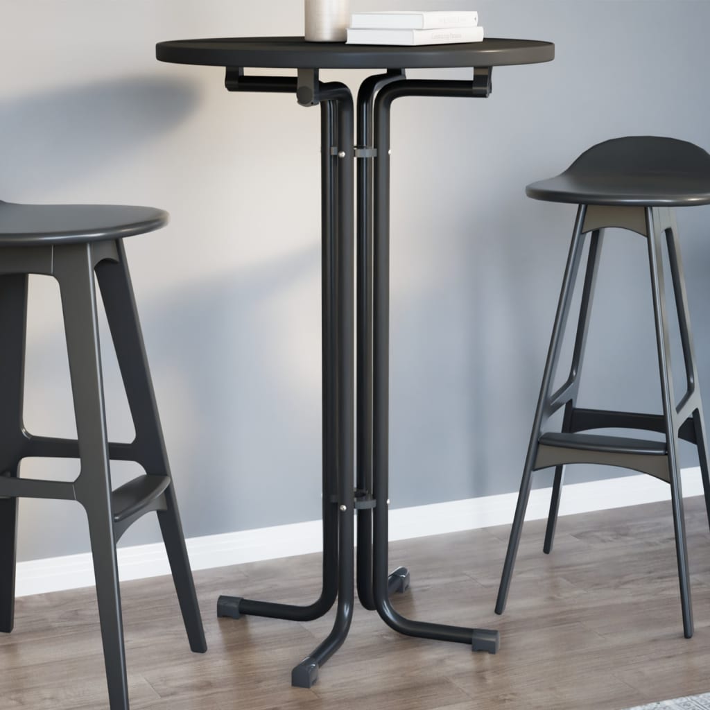 Tavolo da Bar Nero Ã˜70x110 cm Legno Multistrato e Acciaio