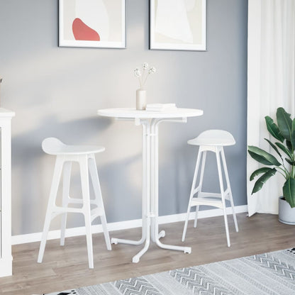 Tavolo da Bar Bianco Ã˜80x110 cm Legno Multistrato e Acciaio
