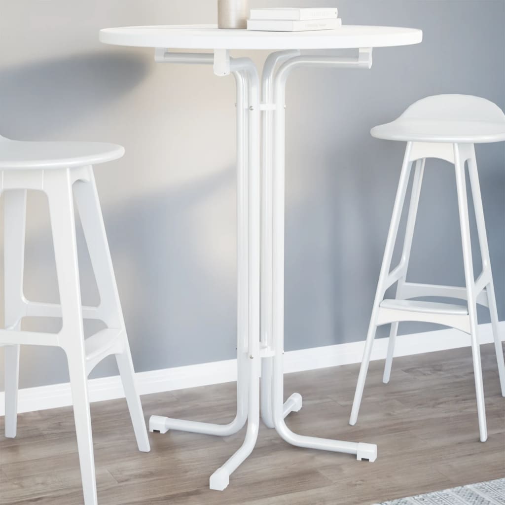 Tavolo da Bar Bianco Ã˜80x110 cm Legno Multistrato e Acciaio