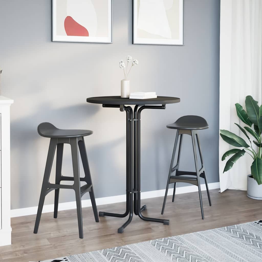 Tavolo da Bar Nero Ã˜80x110 cm Legno Multistrato e Acciaio