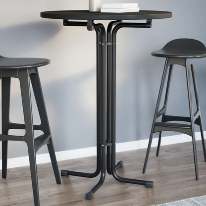 Tavolo da Bar Nero Ã˜80x110 cm Legno Multistrato e Acciaio
