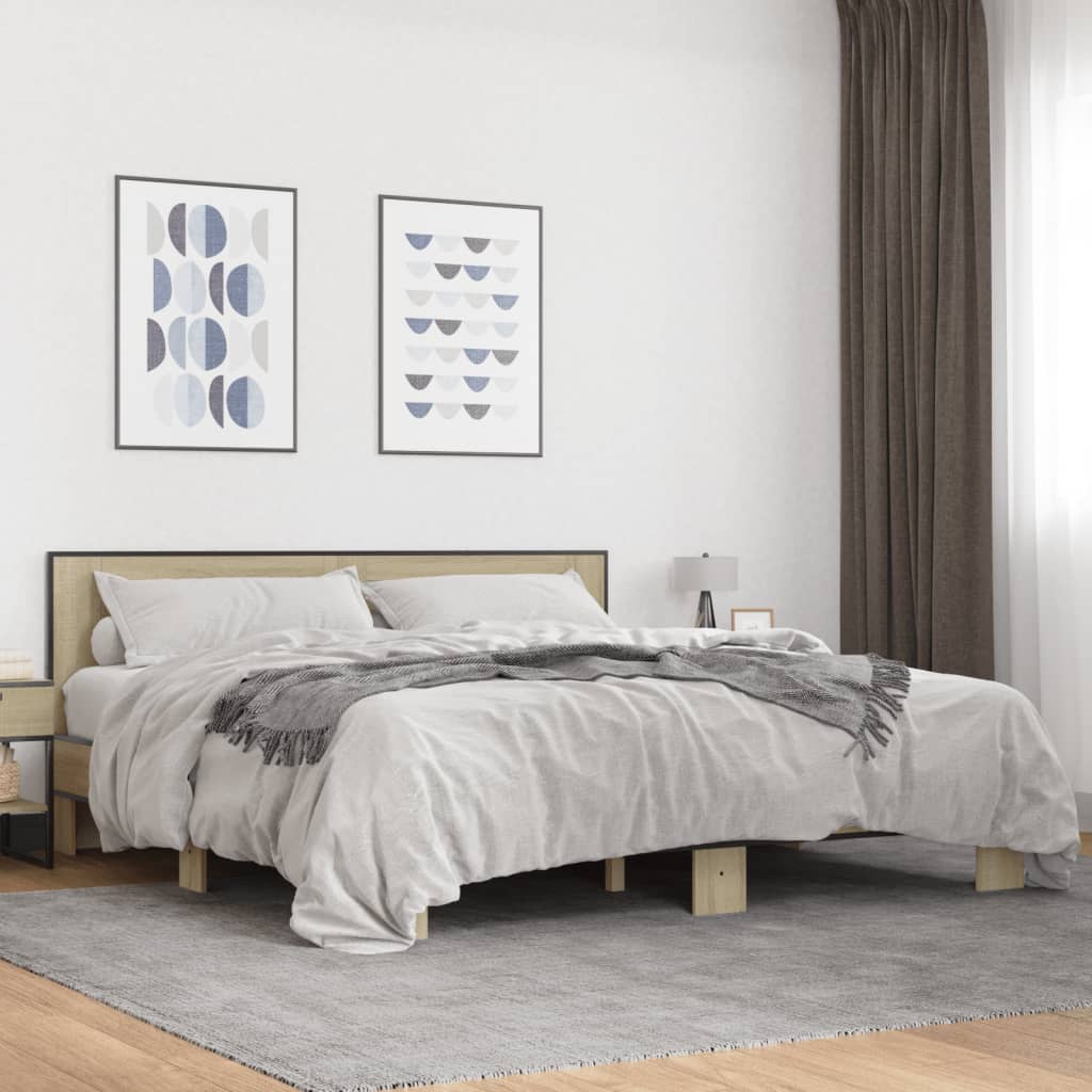 Giroletto Rovere Sonoma 200x200 cm Legno Multistrato e Metallo