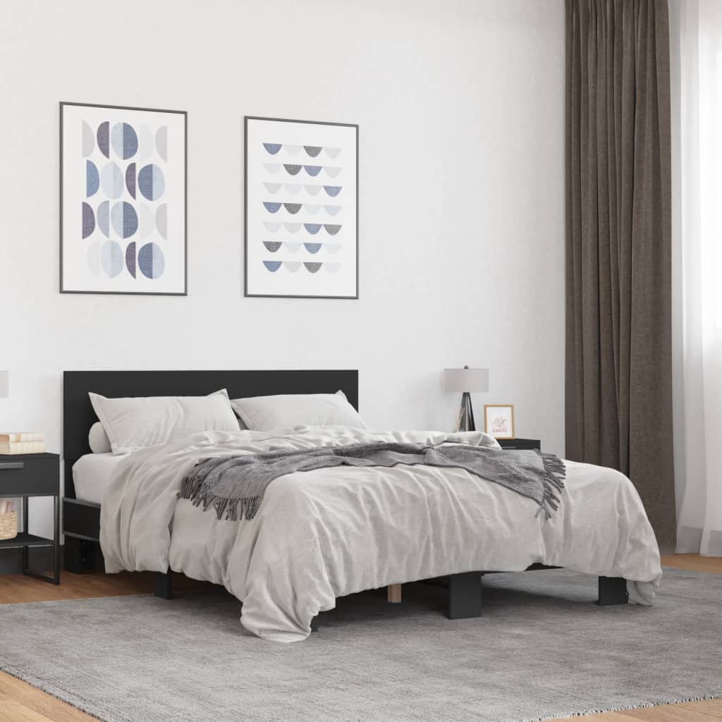 Giroletto Nero 140x190 cm in Legno Multistrato e Metallo