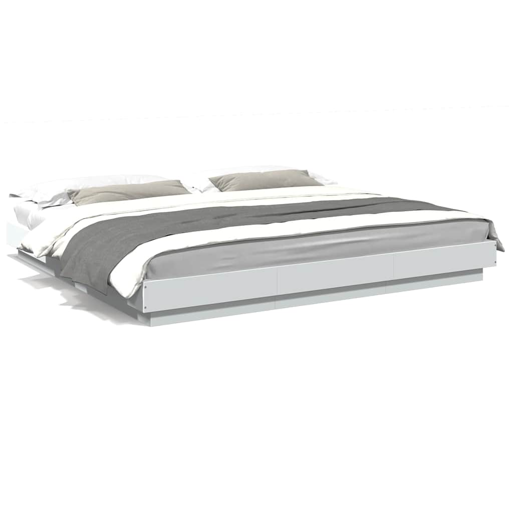 Giroletto con Luci LED Bianco 180x200 cm in Legno Multistrato