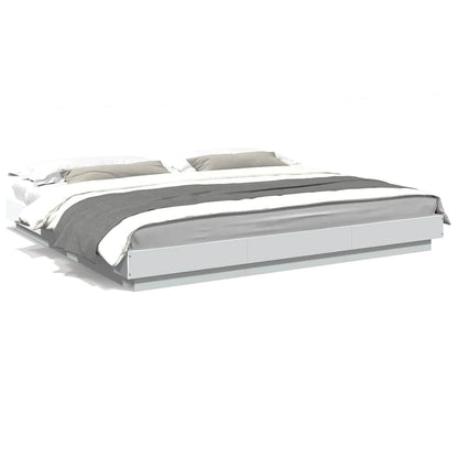 Giroletto con Luci LED Bianco 180x200 cm in Legno Multistrato
