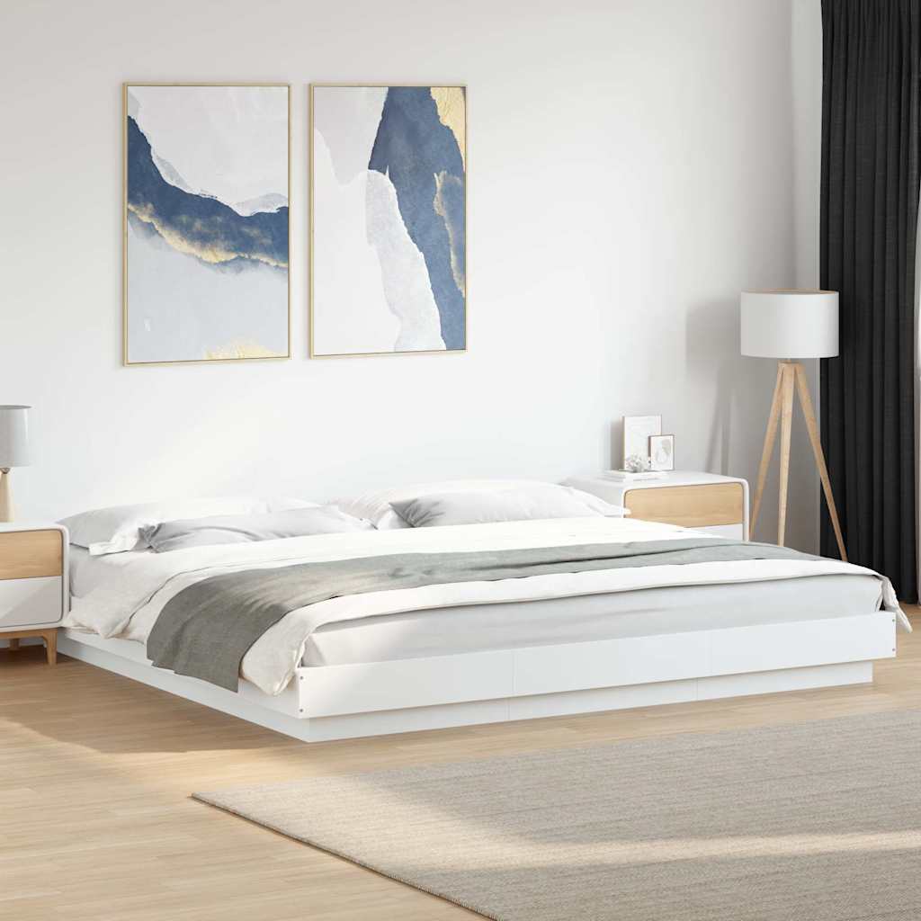 Giroletto con Luci LED Bianco 180x200 cm in Legno Multistrato